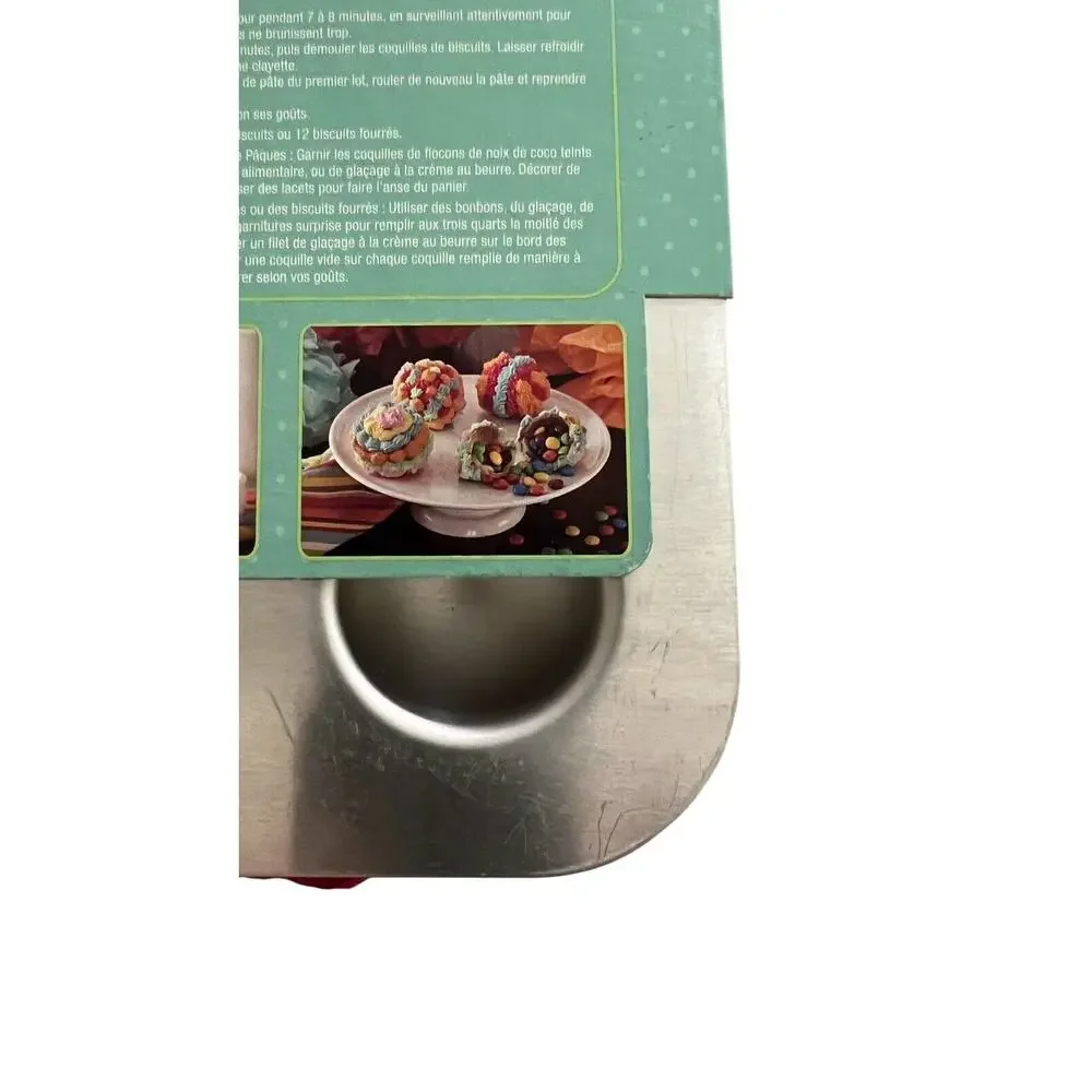 NEW Nordic Ware Cookie Cups Pan 2 Piece Pink Molds Metal Pan Baking Cooking FLAW